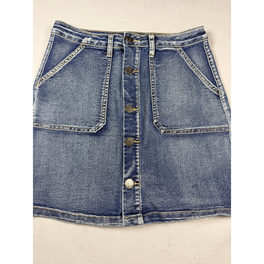 Lexi Jeans Women's Denim Mini Skirt Size 8 Medium Wash Button Front Y2K